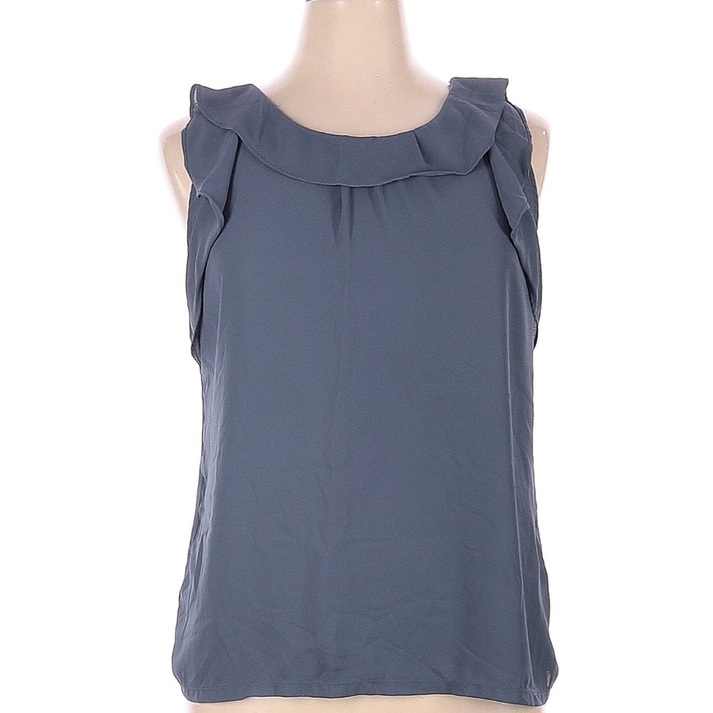 LOFT size XL Sleeveless Ruffle Neck Women's Top - Slate Blue